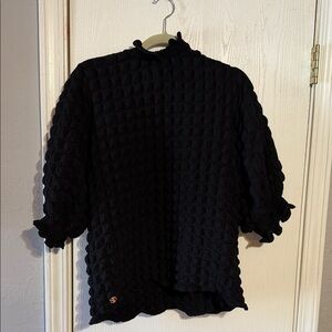 Simply Southern Black Textured Blouse